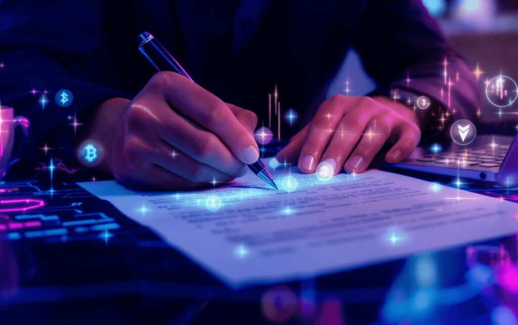 Podpisywanie dokumentu z technologią cyfrową.