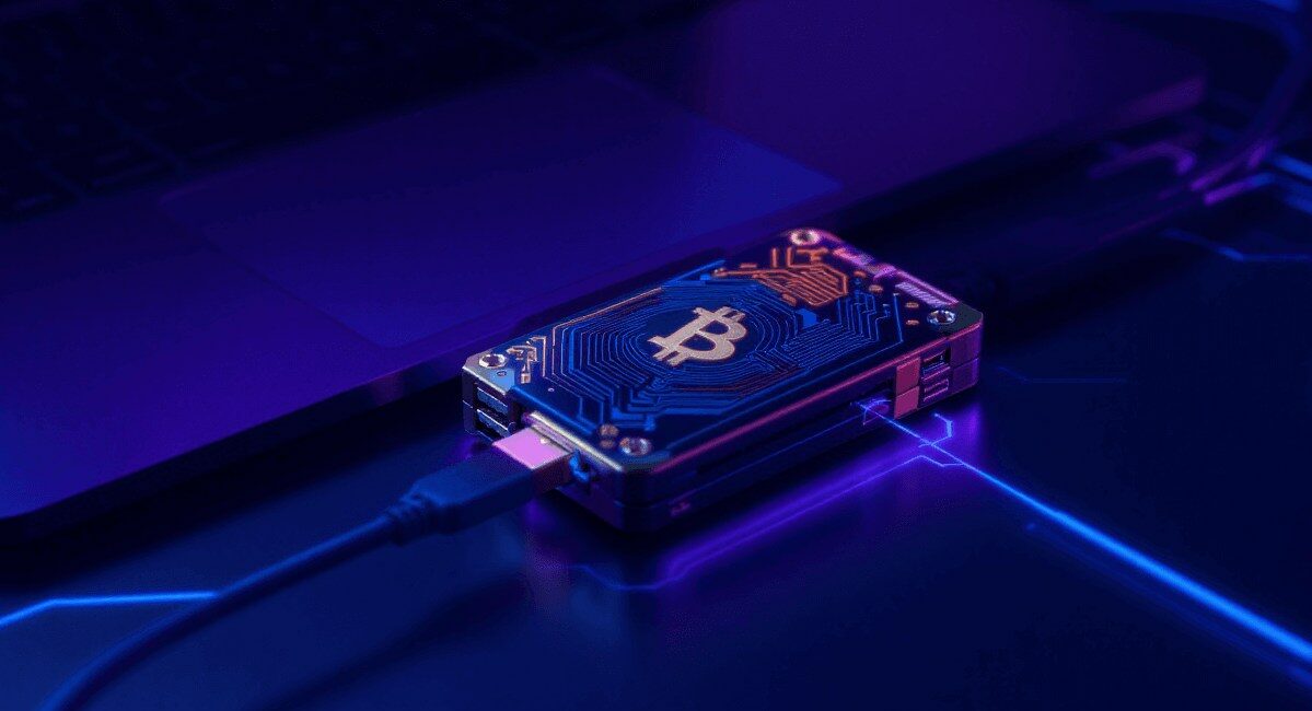 Pendrive z symbolem bitcoin