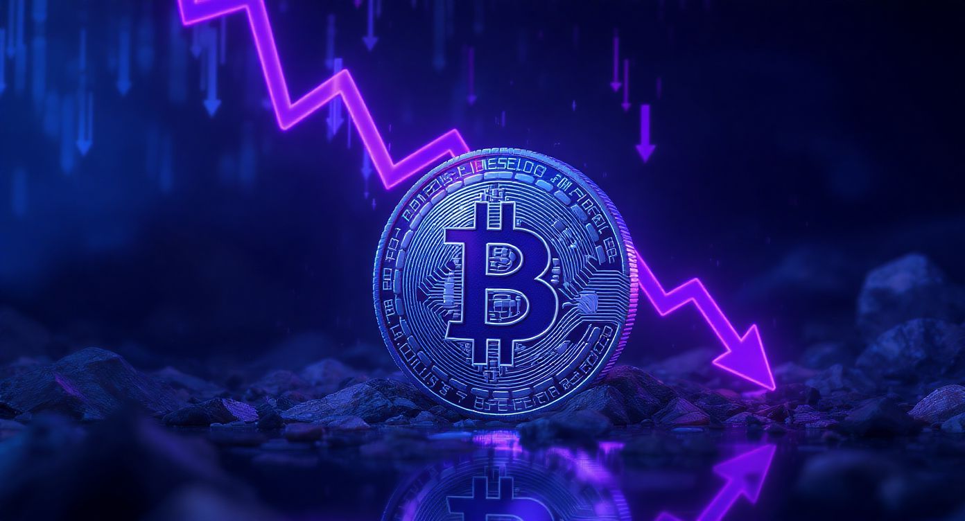 Moneta bitcoin i znak spadku